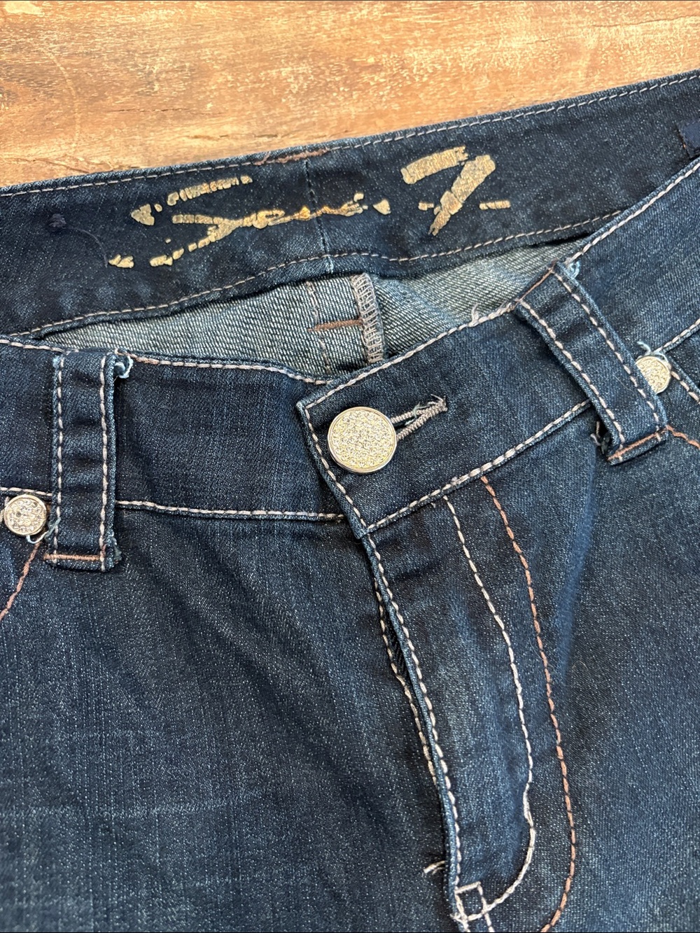 Seven7 Dark Blue women’s Denim Bootcut Flared Jeans size 14 - Picture 3 of 11